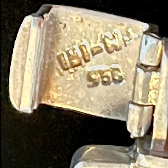 Beautiful 950 Fine Silver Mexico Multi Stone Inlay Link 7.5” Bracelet - Picture 4 of 10